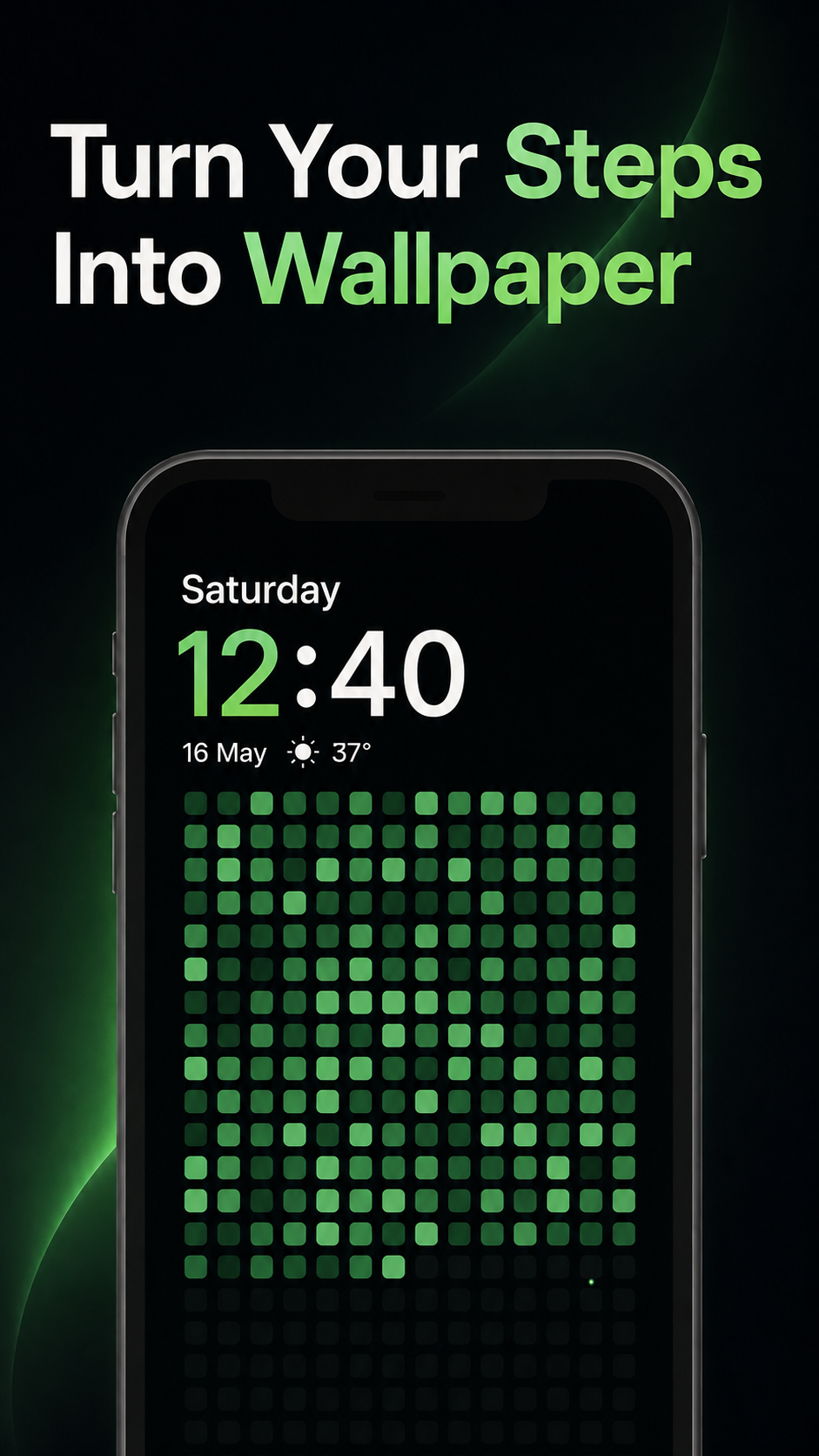 Step Heatmap wallpaper shown on an Android phone screen